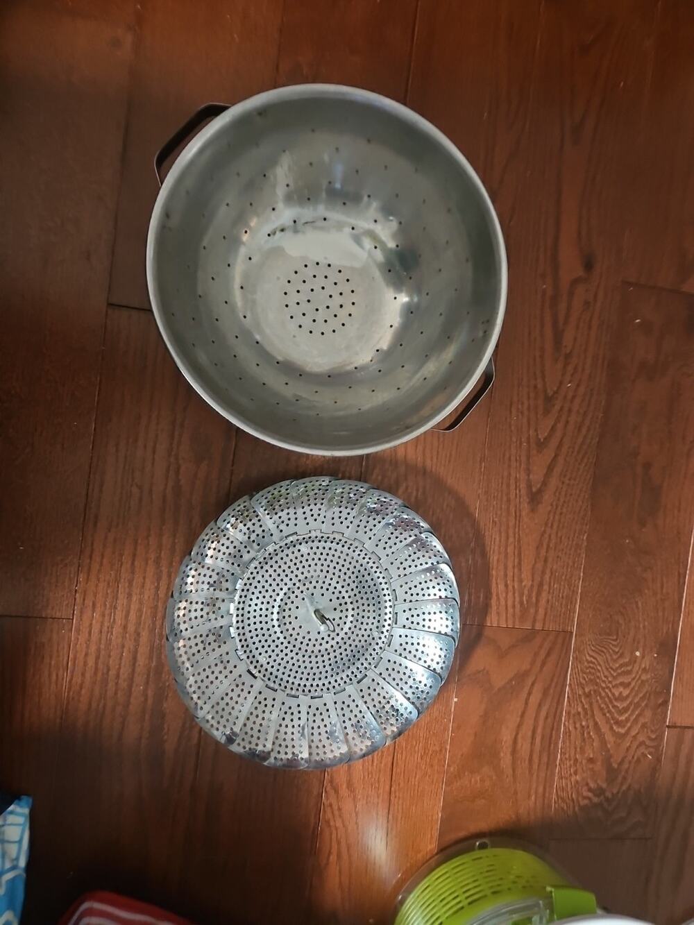 Vintage Cook Time Colander Stainless Steel 11"& Collapsible Steamer Basket